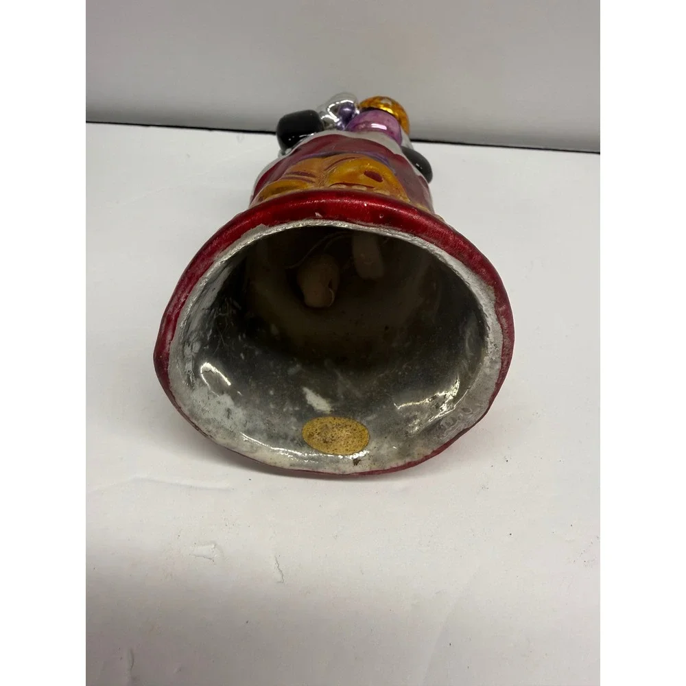 Vintage Mercury Glass Snowman Christmas Bell Hand Painted Holiday Decor 7 Inch